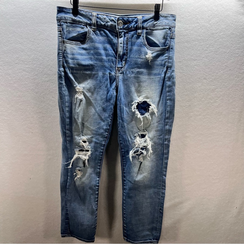 American Eagle Distressed High Rise Jegging Crop Jeans Womens 12 Denim‎ 2909